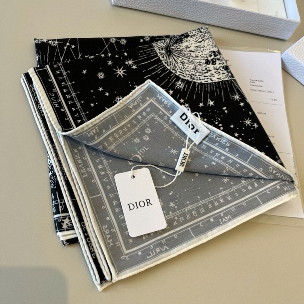 Dior Luxury Silk Scarf Celestial Star Map Print Original Box & Hang Tags - Picture 8 of 8
